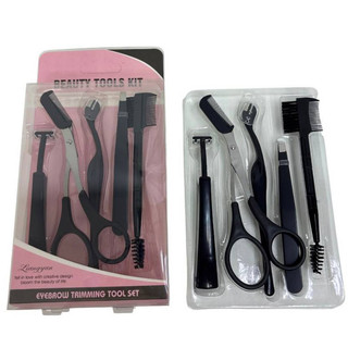 Kit de cuidados pessoais e beleza com acessórios na cor preta, ideal para cuidados e acabamento de sobrancelhas, barba