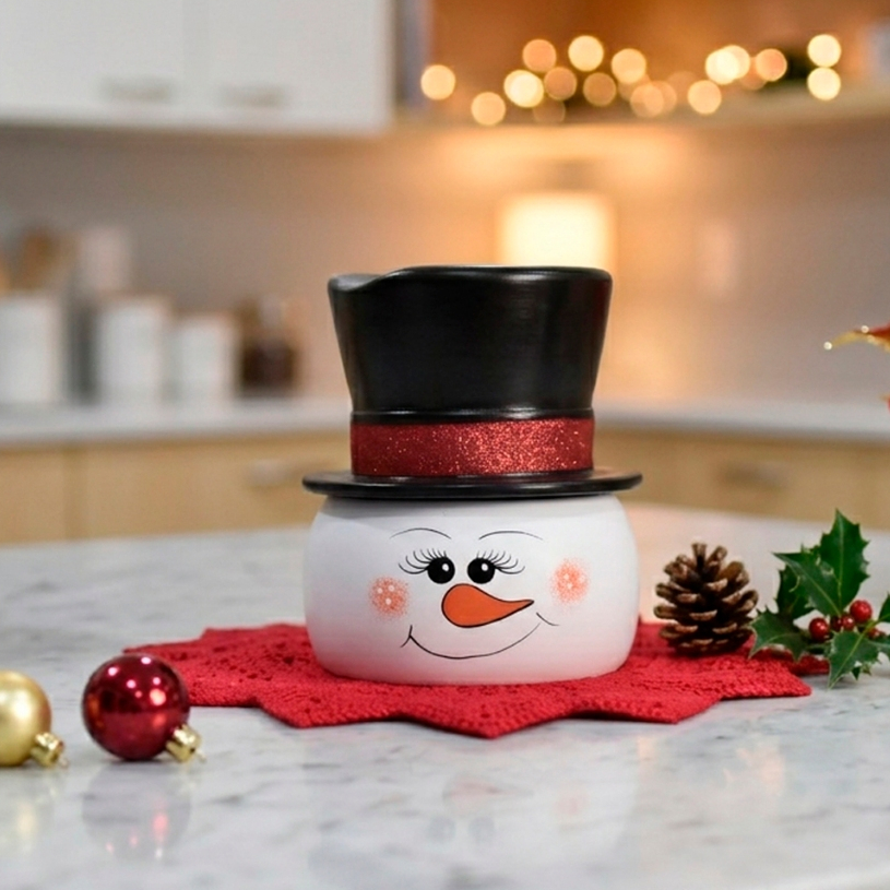 Enfeite Natal Porta-Doces Boneco de Neve Cerâmica Presente Decorativo Papai Noel Mesa Infantil Baleiro Bomboniere Festa