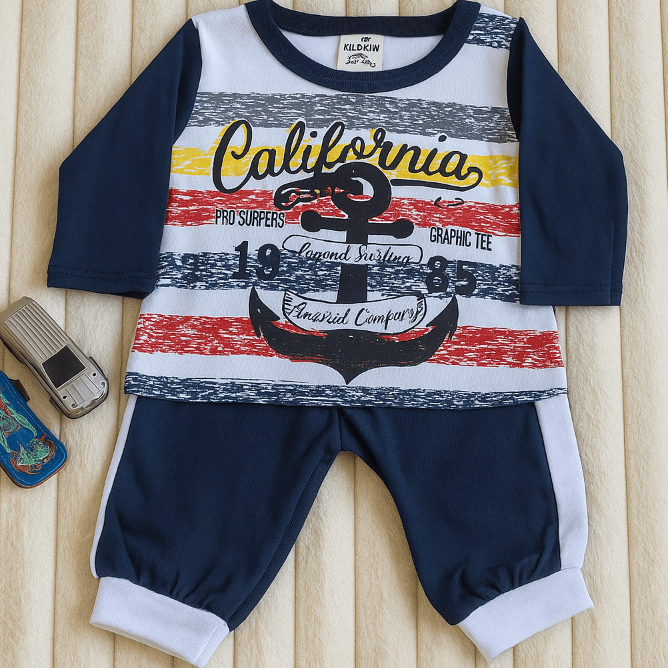 Conjunto Inverno Bebê Menino Blusa Manga Longa com Calça Fresquinha e Estiloso E Confortável