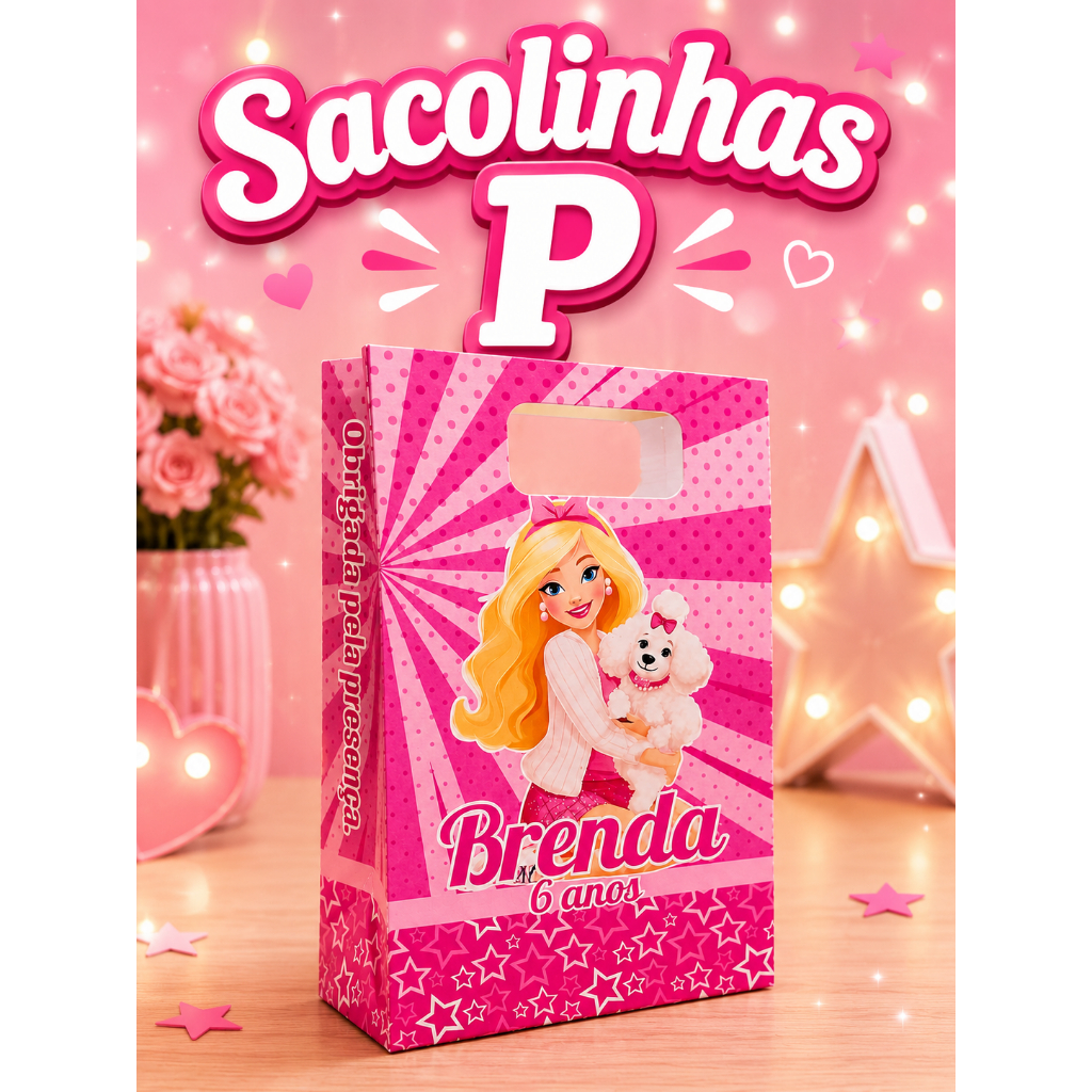 Sacolinhas P Personalizadas para festa Barbie - Aniversário infantil - Lembrancinha Mesversário