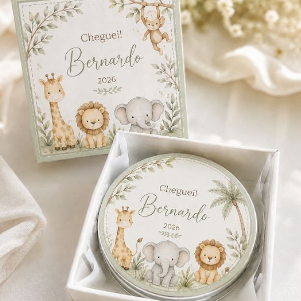 10 Vela Aromática Safari Baby Menino Personalizada | Lembrancinha Nascimento Maternidade