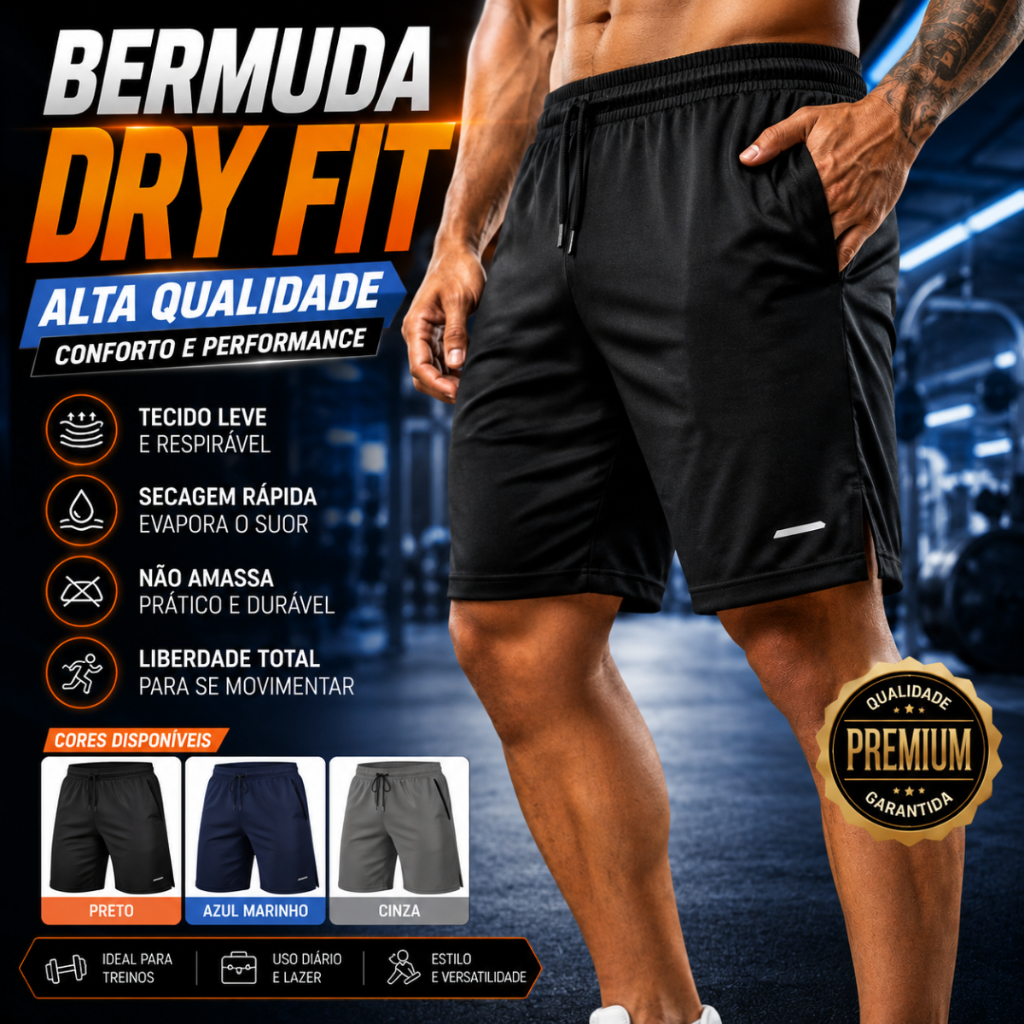 Short de Treino Corrida Academia Praia Mauricinho Tactel de Elastano Masculino