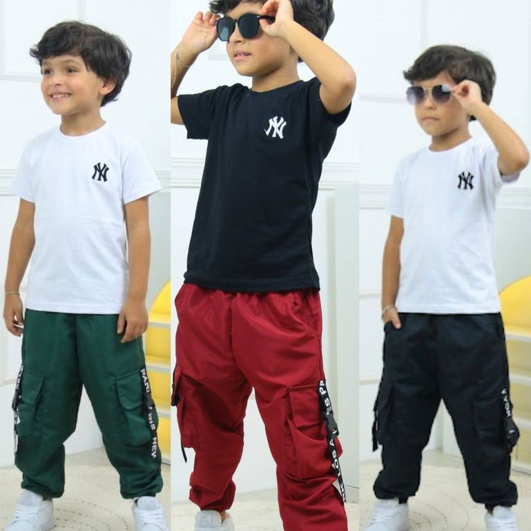 Calça Jogger Infantil Para Meninos Preta Vermelho Verde Tamanho 4 6 8 10 12 14 Anos Cargo 4 Bolsos Blogueiro Street Moda