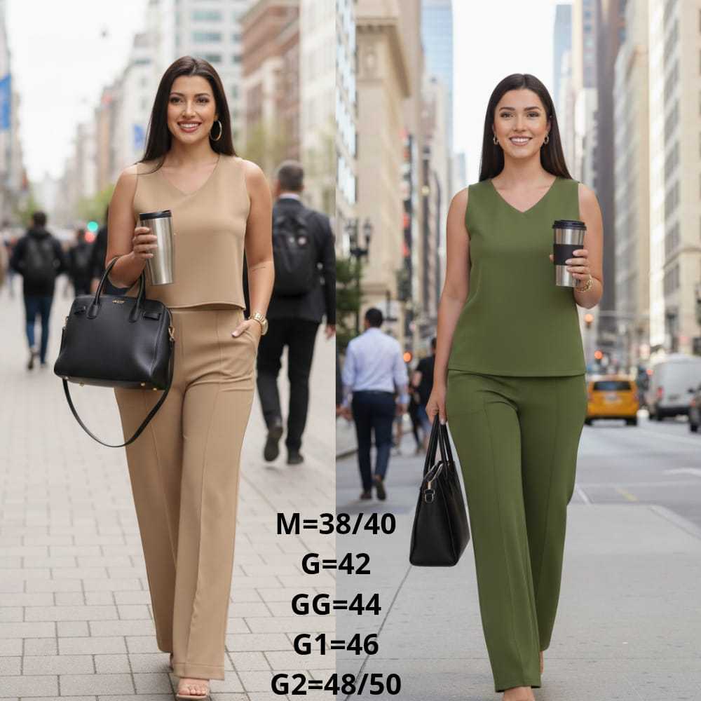Conjunto social Feminino  Confortável calça e blusa em alfaiataria