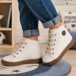 Tênis Infantil Menino Casual Cadarço Pin Lateral Confortável Botinha Coturno DFashion