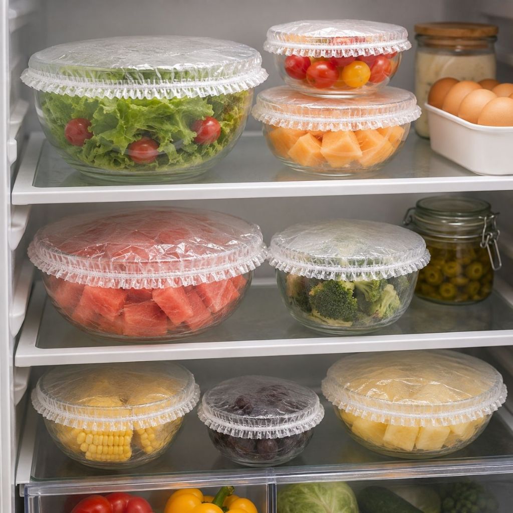 Kit Tampas Plásticas Elásticas Transparentes Protetoras Para Alimentos Capas Descartáveis Potes Pratos Tigelas Duhome · foto 2
