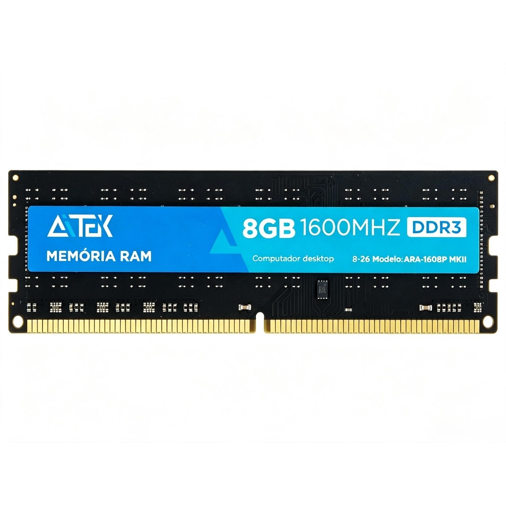Memória RAM DDR3 8GB 1600MHz Aitek ARA-1608P MKII para Desktop Computador Gamer