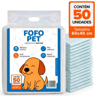 Tapete Higiênico para Cães 60x45 com 50 Unidades Cachorro Pet Porte Pequeno Médio Grande