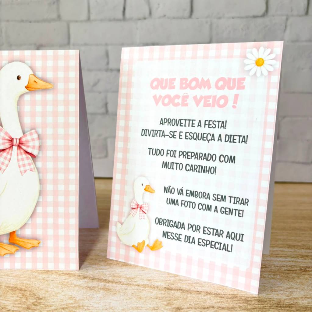 Kit Plaquinhas de Agradecimento Gansinhos | Patinhos Rosa | Centro de Mesa | SEM PERSONALIZAÇÃO — imagem 2 de 2