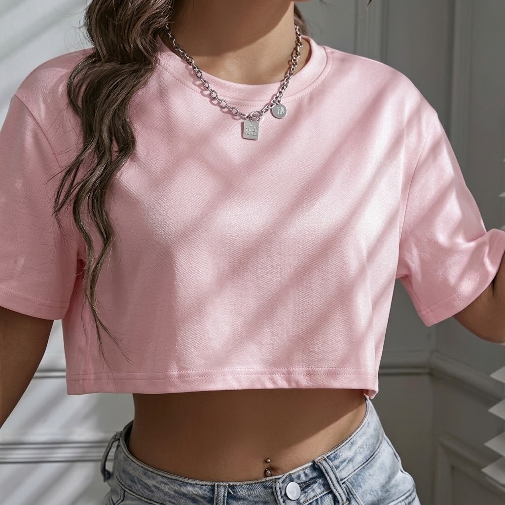 Blusa Feminina Cropped Top Curto Camiseta Liso Oversized Algodão Baby Tee Crop Streetwear Moda Básico Academia Passeio