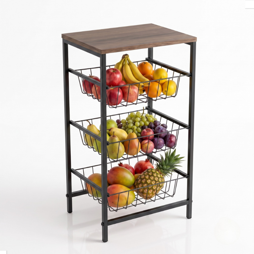 Fruteira De Chão Em Aço Cozinha Mesa Bebedouro Microondas
