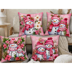 KIT 4 CAPAS DE ALMOFADAS DECORATIVAS NATAL ROSA-COLEÇÃO ROSA 2026