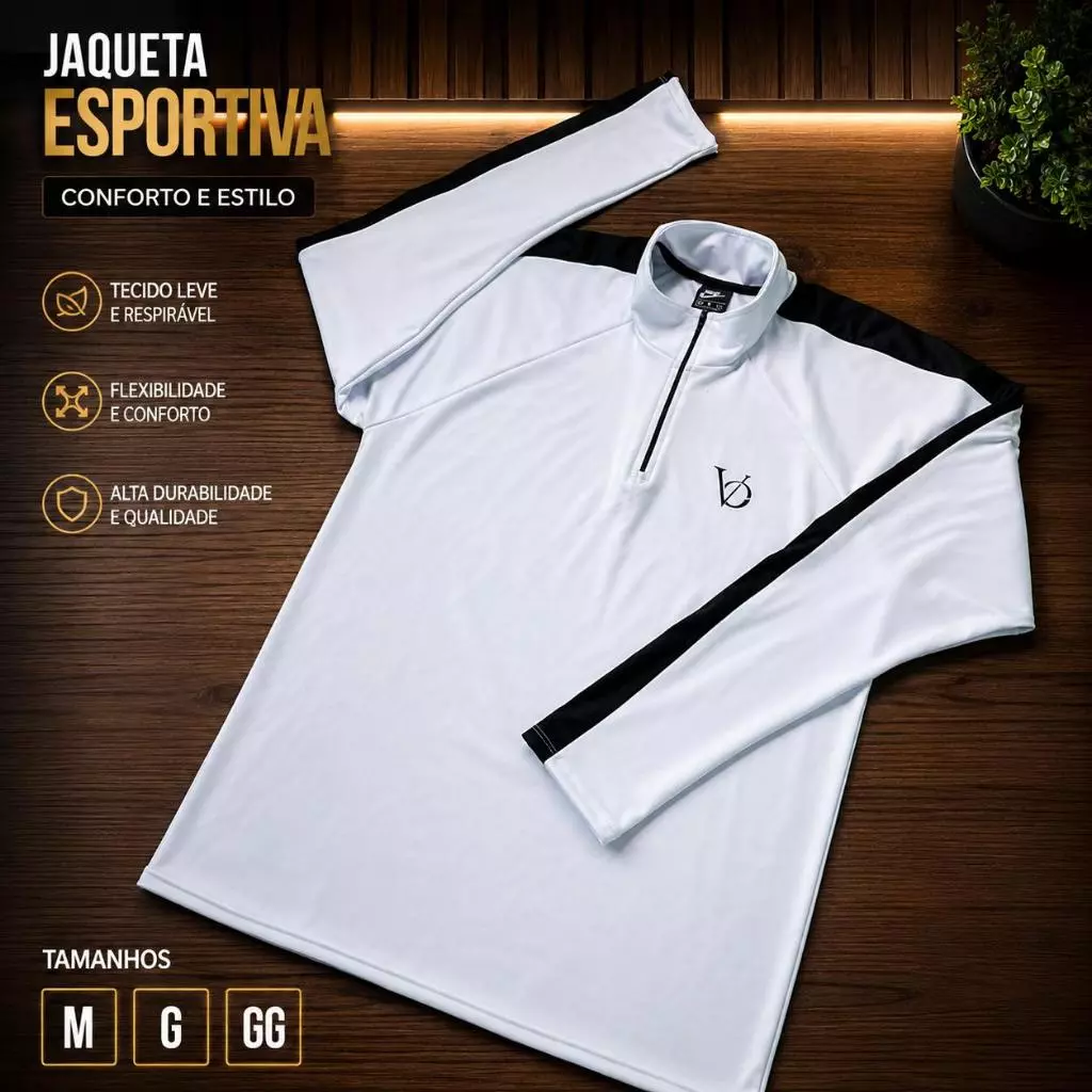 Jaqueta Premium Unissex Flanelada com Meio Zíper e Faixas VestiOne — imagem 1