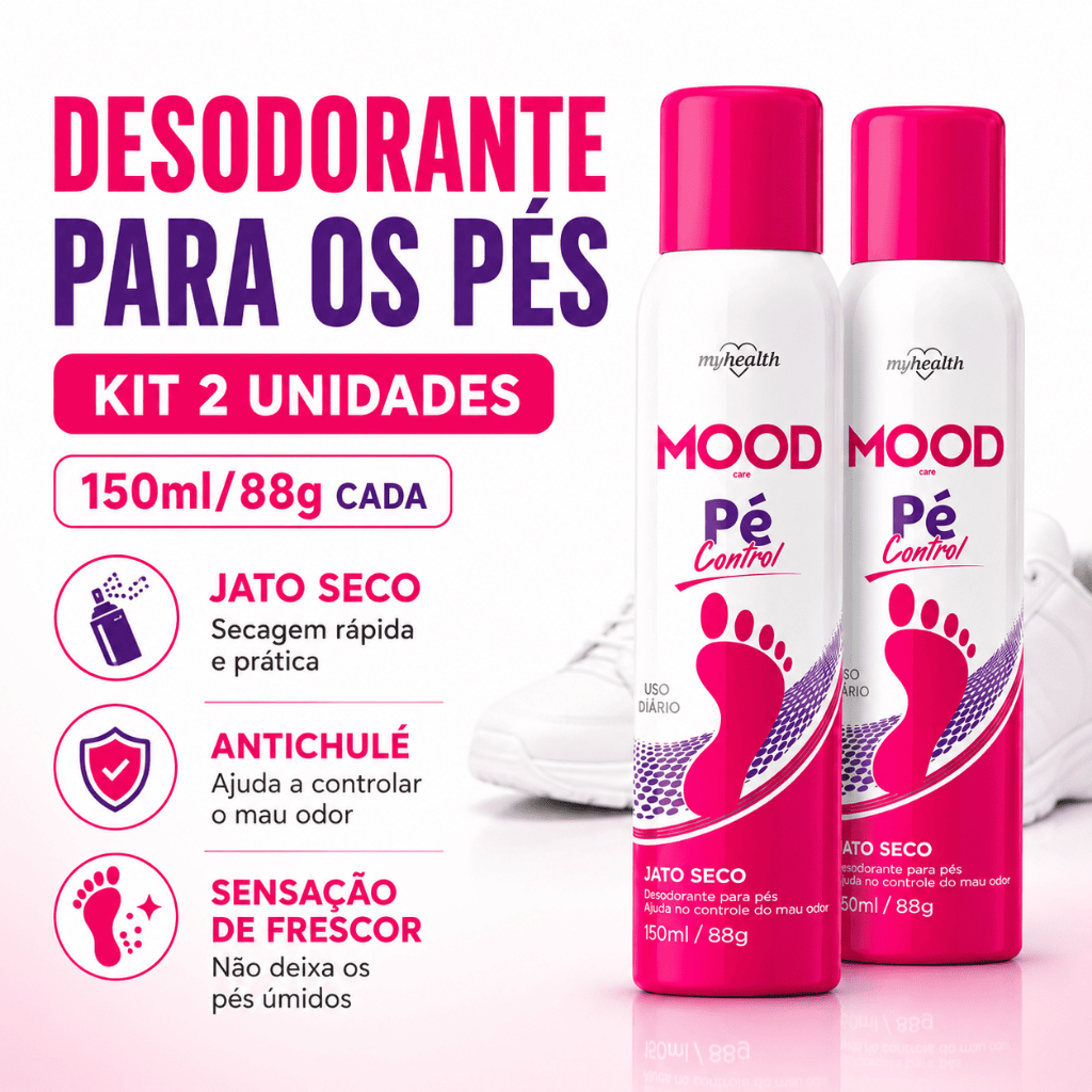 Kit 2 Antichulé Desodorante para os Pés Femenino Jato Seco MOOD Care 150ml Frescor Diário