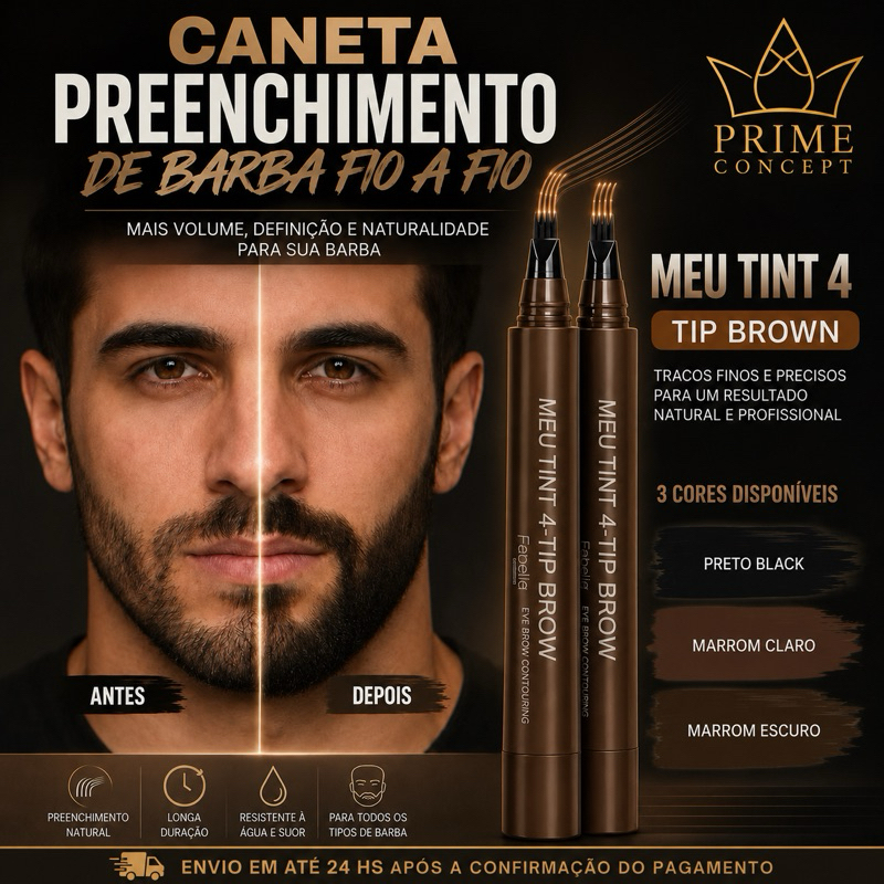 Caneta Preenchimento de Barba e sobrancelha A Prova D'agua e Suor 24horas Masculina Feminina