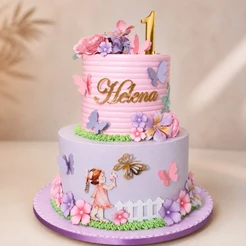 Topo de Bolo Jardim Encantado Floral | Jardim das Borboletas | Festa Infantil | Personalizado