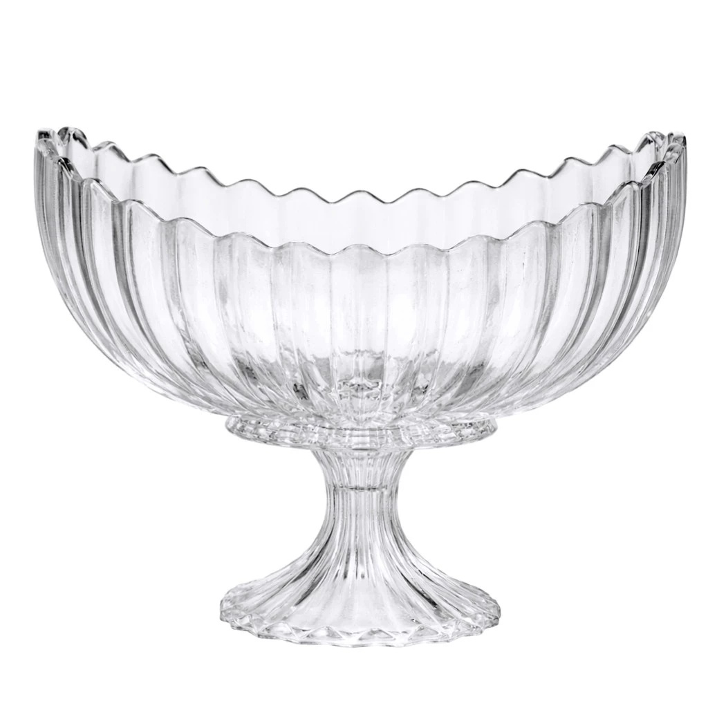 Fruteira de Vidro com Pé Geneva 20x31cm Cristal Lapidado com Pé Alto Reforçado Centro de Mesa Luxo