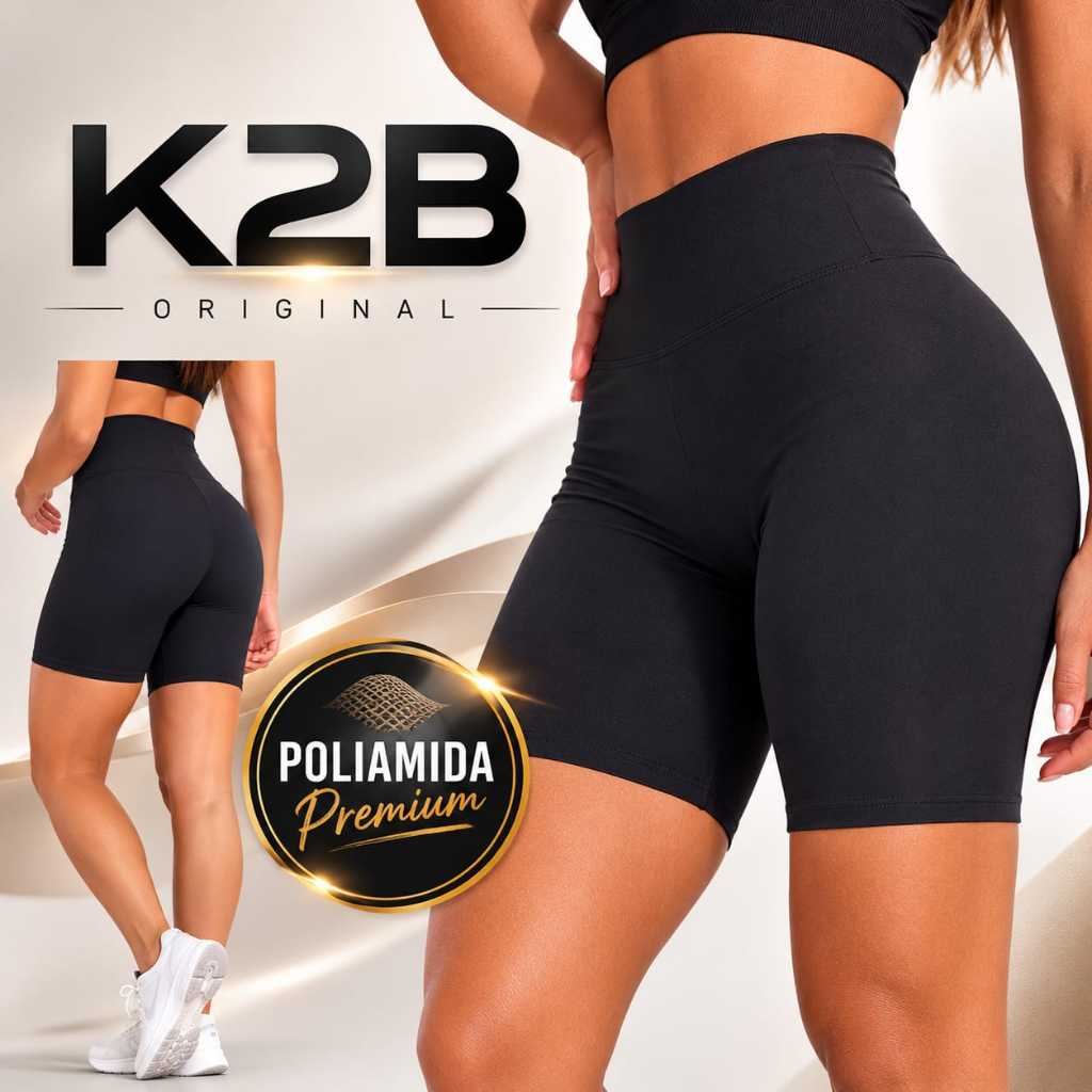 Bermuda Feminina K2B meia coxa academia sem transparencia fitness shorts caminhada preto P M G GG