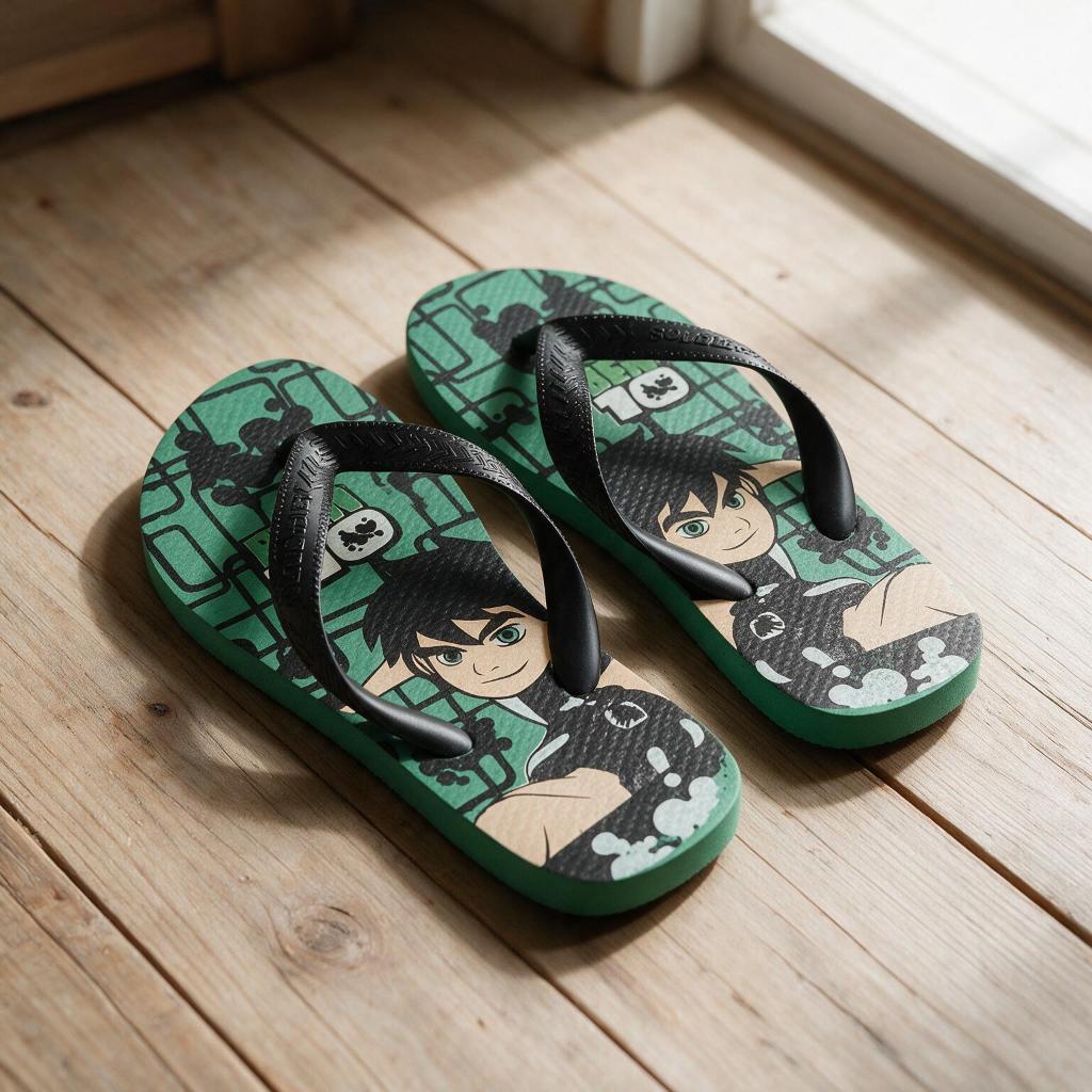 Chinelo Infantil Masculino de Borracha Antiderrapante Confortável Resistente Estampado para Meninos
