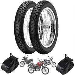 Par Pneu Bros 125 150 160 XRE 190 SHI 175 NK 150 XY 150 90/90-19 + 110/90-17 PIRELLI MT60 + Camaras