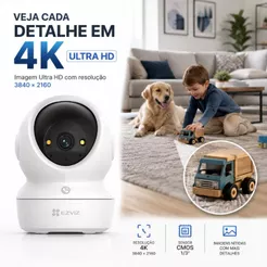 Câmera de Segurança Wi-Fi EZVIZ H6c G1 4K 360° Inteligência Artificial IA Interna Babá Eletrônica Monitor de Pet