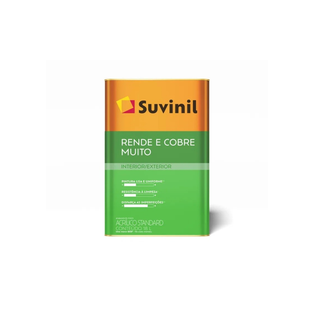 Tinta Suvinil Rende & Cobre Muito 18L Fosco Sem Cheiro Alta Cobertura Uso Interno Externo Base Agua
