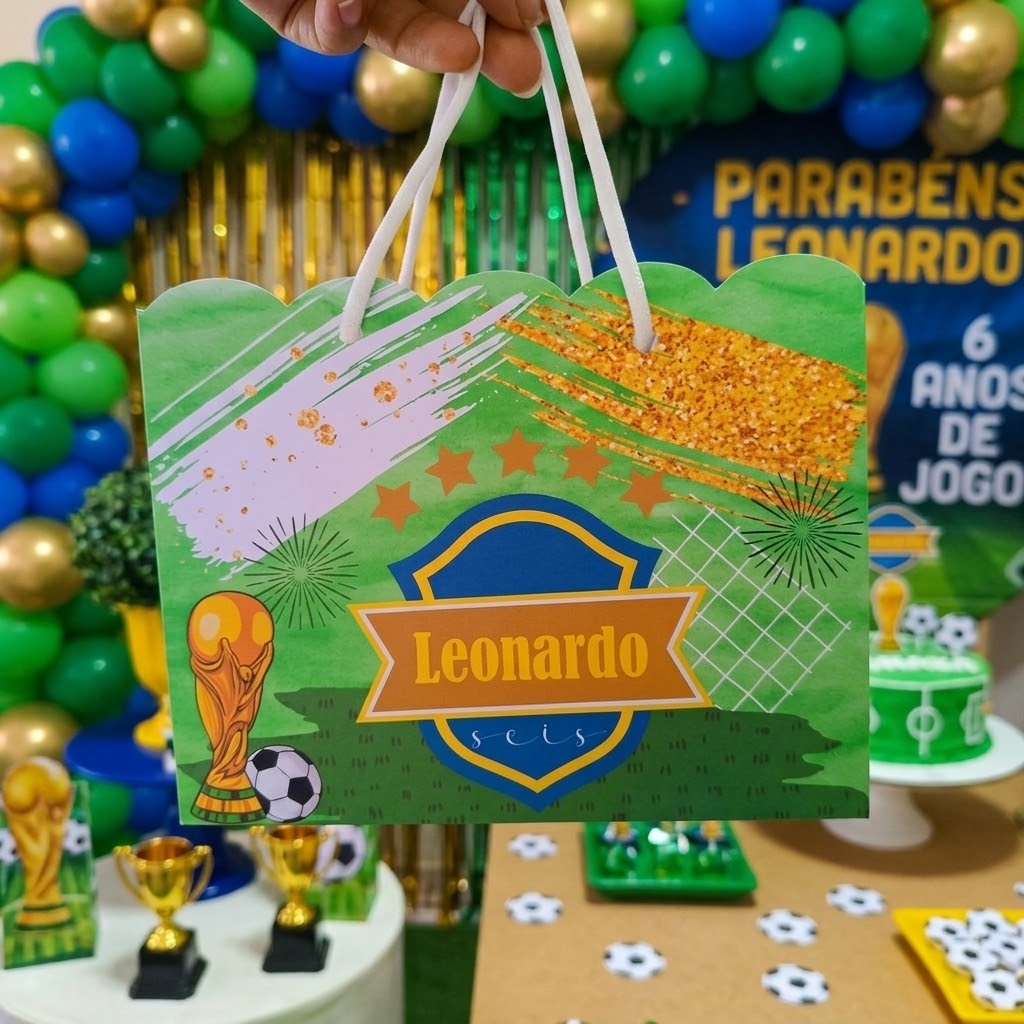Sacolinha Personalizada Futebol Lembrancinha Surpresinha Para Festa Aniversário Menino Infantil