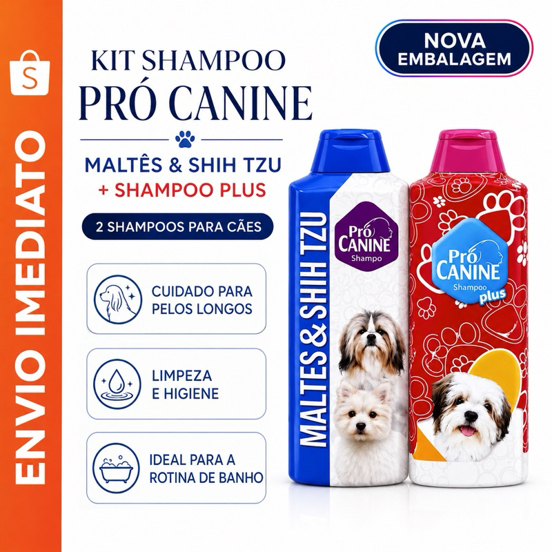 Kit Banho Pet Pró Canine para Pelos Longos com Shampoo + Condicionador 700ml