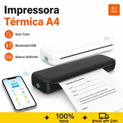 Impressora Portátil A4 Térmica Bluetooth Sem Tinta Recarregável USB Bateria 2600mAh para Celular