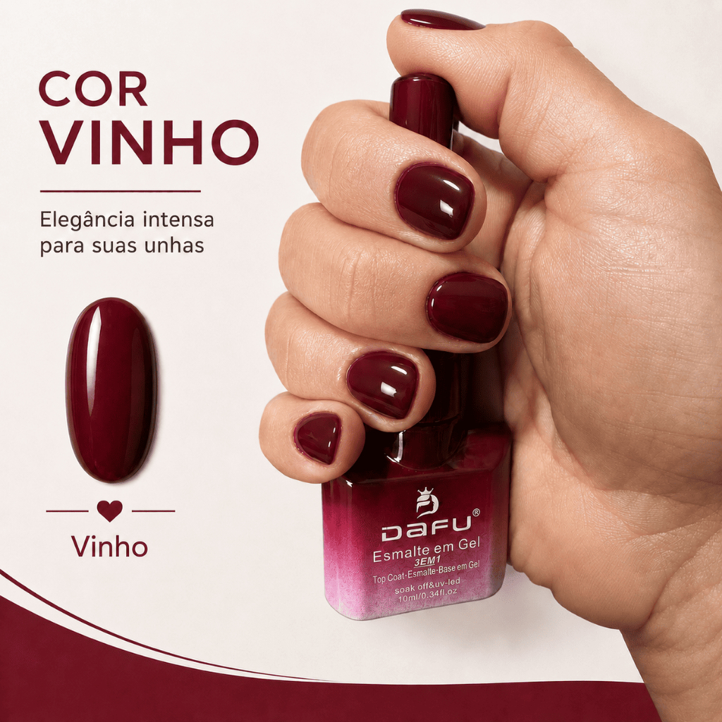 Esmalte em Gel 3 em 1 Dafu - Acai da Amazonia - VInho UV LED
