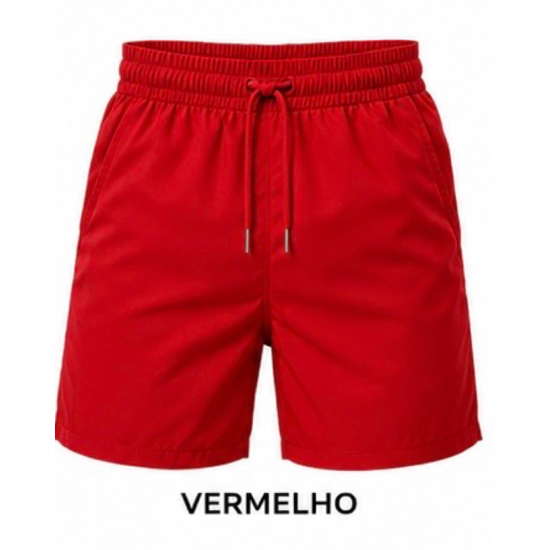 Short Masculino Tectel Elastano Básico Liso Moda Praia Casual Mauricinho com Cordão e Bolsos