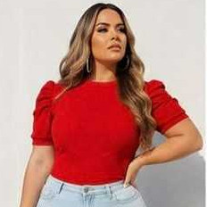 Blusa Feminina Canelada Plus Size Casual Gola Redonda