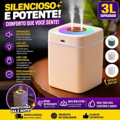 Umidificador De Ar Com 3000ML Purificador Difusor De Aroma LED De Grande Capacidade purificador pulverização dupla