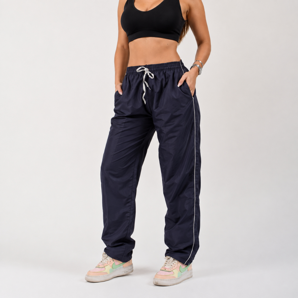 Calça Tactel Feminina Premium Streetwear 3 Bolsos Cintura Alta Leve Confortável Casual Academia — imagem 2 de 2