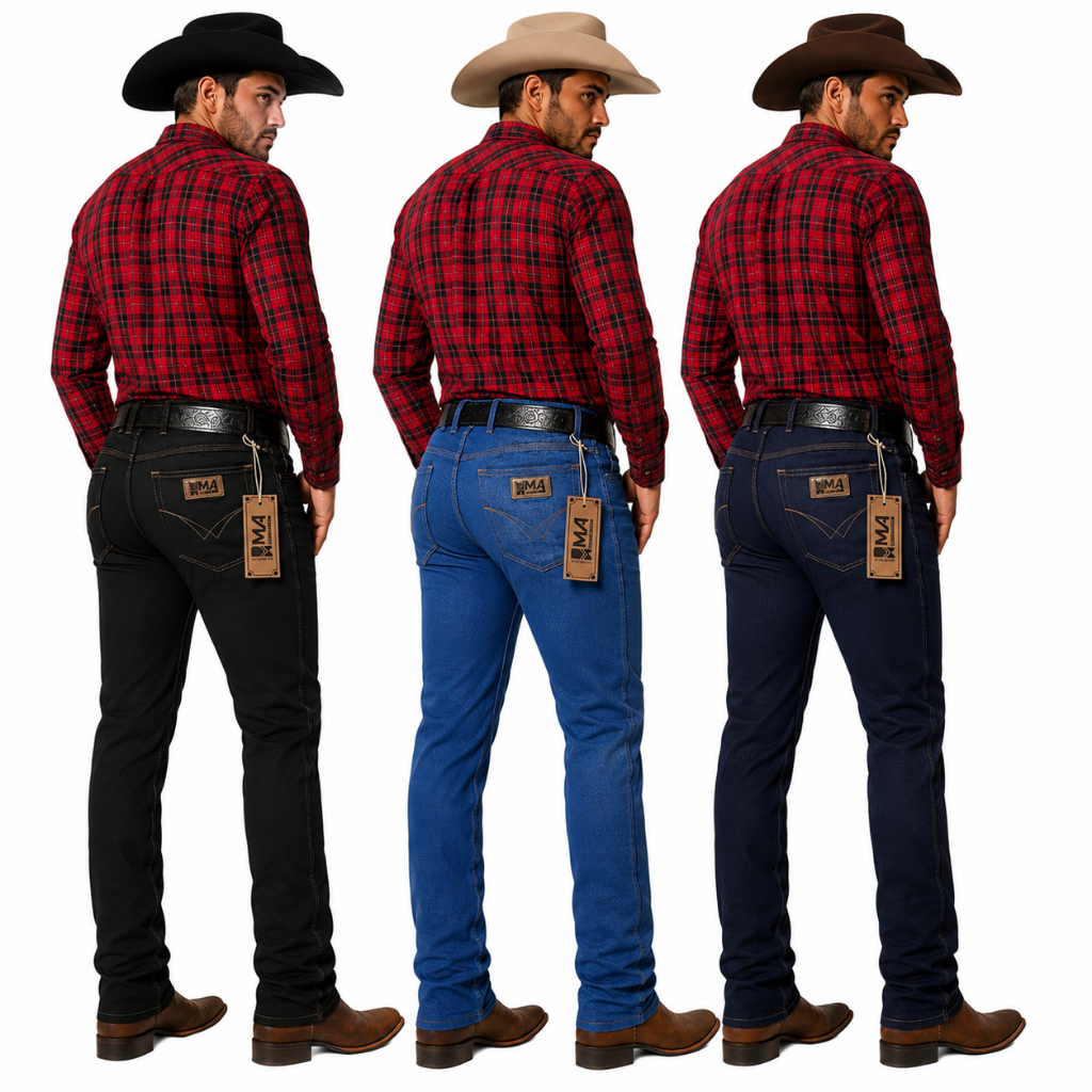 Calça Jeans Masculina Country Elastano Rodeio para Botas e Botinas