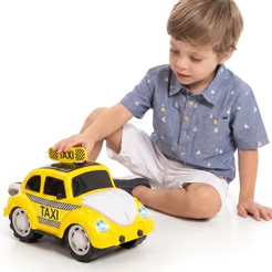 Carrinho Brinquedo Fusca Fuca Taxi Infantil 33cm | Capô Abre/Fecha | Caixa de Presente | QUEEN SHOP