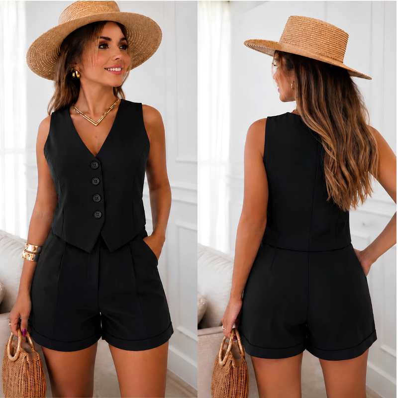 Conjunto Feminino Shorts e Colete Nova Tendência Primavera Verão 2026 — foto 3