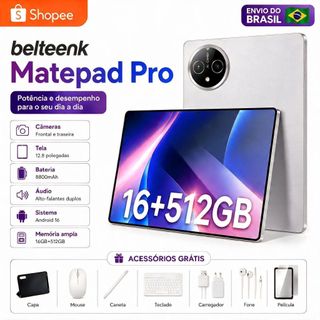 belteenk Tablet Matepad Pro 12.8” com Teclado+Mouse 16GB RAM 512GB Android Câmera 48MP 8800mAh Android 16