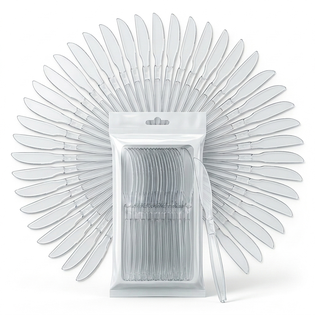 Talher Faca Descartavel Elite 50 Unidades Plastico Resistente Ideal para Festas e Eventos Sociais