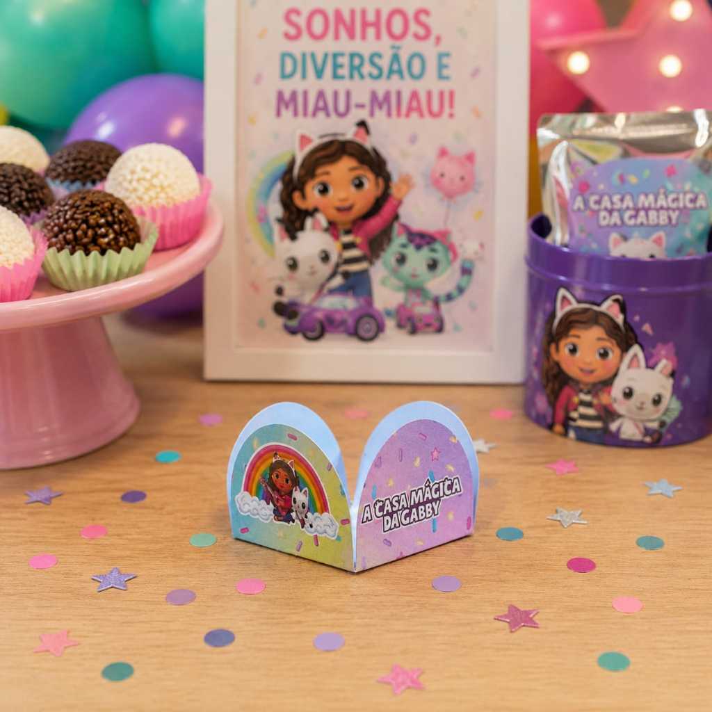 Pacote 50 Forminhas 4 Pétalas Brigadeiros Docinhos Festa Tema A Casa Mágica da Gabby Festa Infantil Envio Rápido