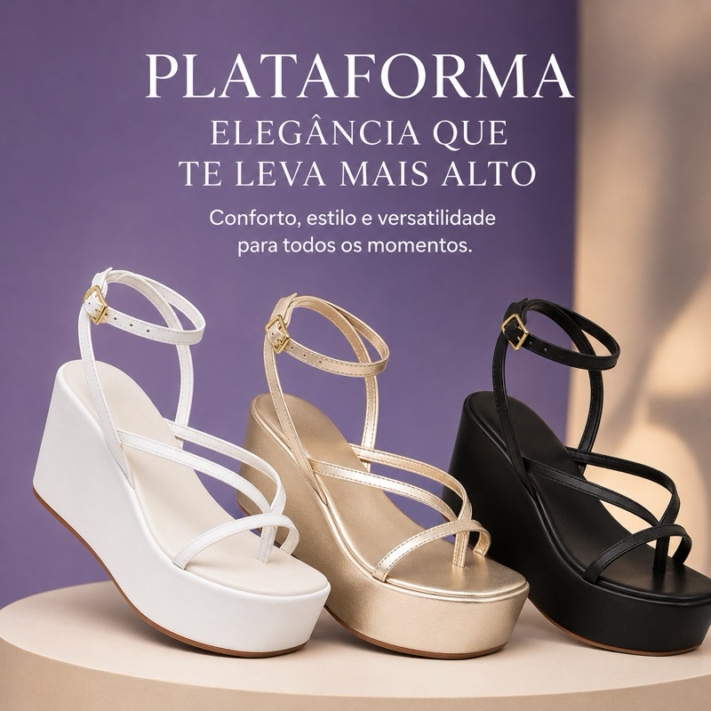 Sandália Plataforma Feminina 8cm Anabela Confortável Elegante Casual