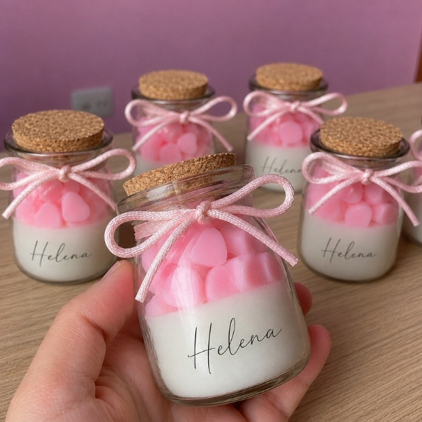 KIT Lembrancinha Vela Aromática Personalizada 100ml | Casamento, Aniversário, Batizado e Eventos