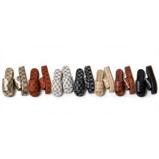 Papete Slide Plataforma Feminina - Chinelo Alto Confortável Monograma e Croco