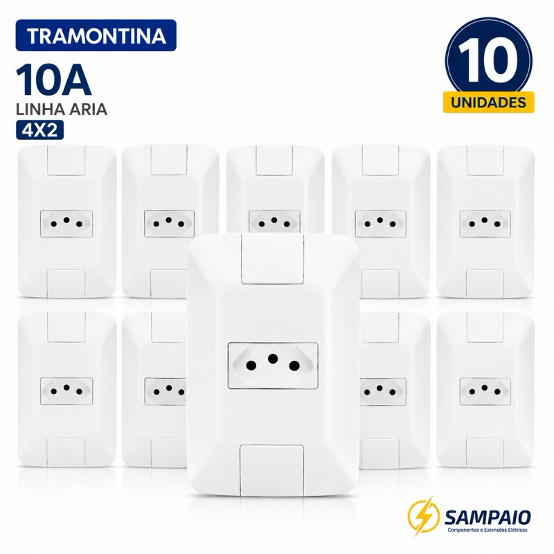 Kit Tomada Simples 10A 4x2 Linha Aria Tramontina Tomada 10 Amperes