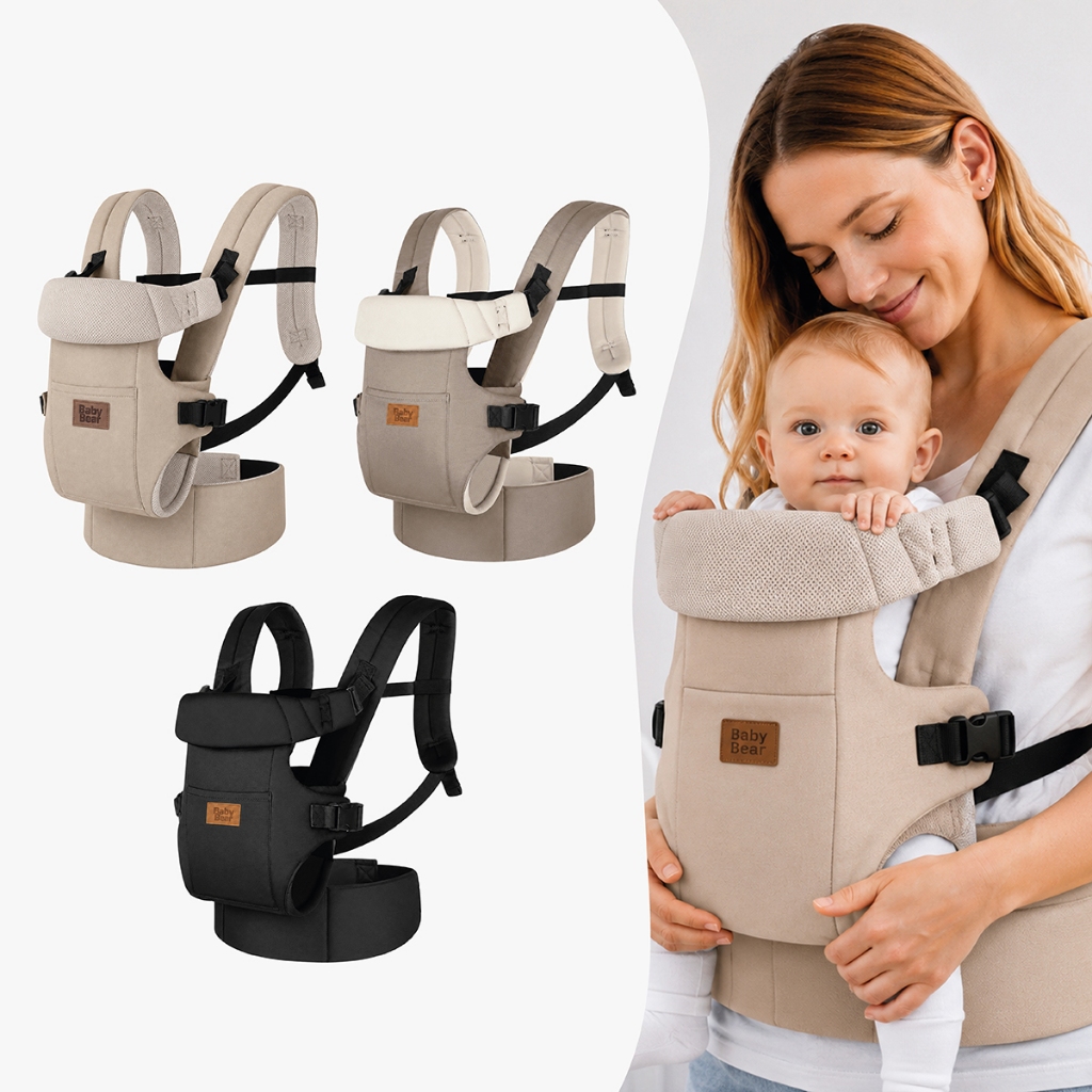 Bolsa Canguru Bebê Ergonômica Baby Bear com Assento até 25kg 4 Posições Ajustável varias cores