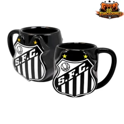 Caneca 3D Santos F.C Oficial Porcelana - Escudo Gigante Alto Relevo
