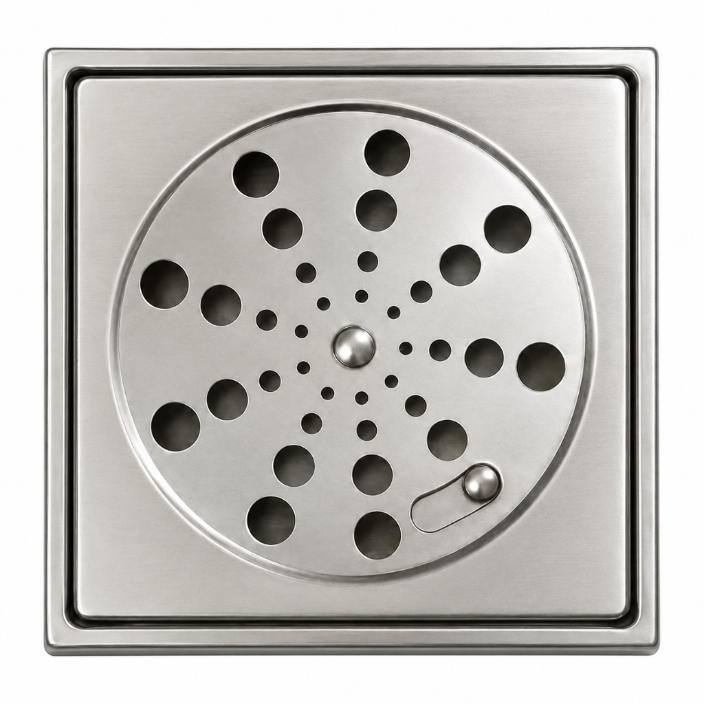 Ralo Quadrado 10x10 + Porta Grelha Caixilho Aço Inox
