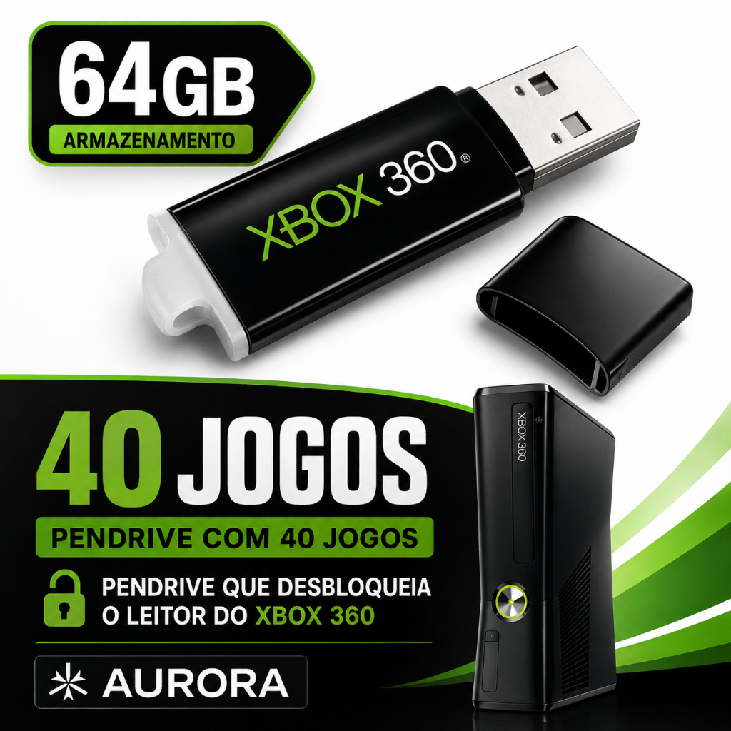 Pendrive Xbox 360 40 jogos + 1000jgs retrô 64gb Desbloqueio