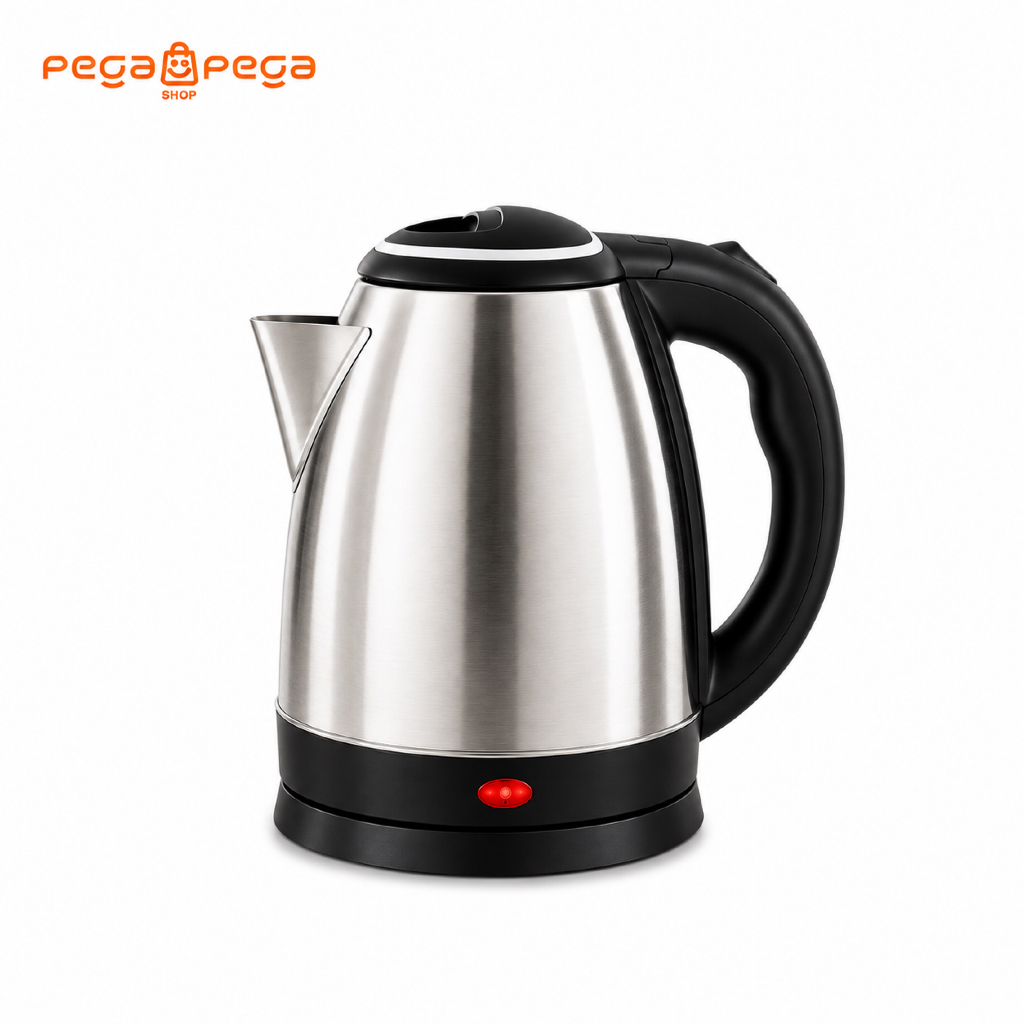 Chaleira elétrica inox 1,8L 110V com desligamento automático, base giratória 360, aquecimento rápido, aço inoxidável