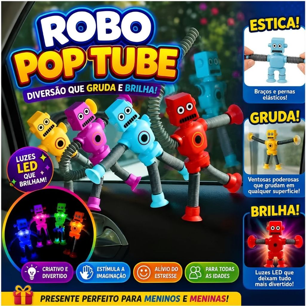 Robô Et Cartoon Tubo Fofo Descompressão Design Criativo Brinquedo Puxa Estica Gruda Dutoys